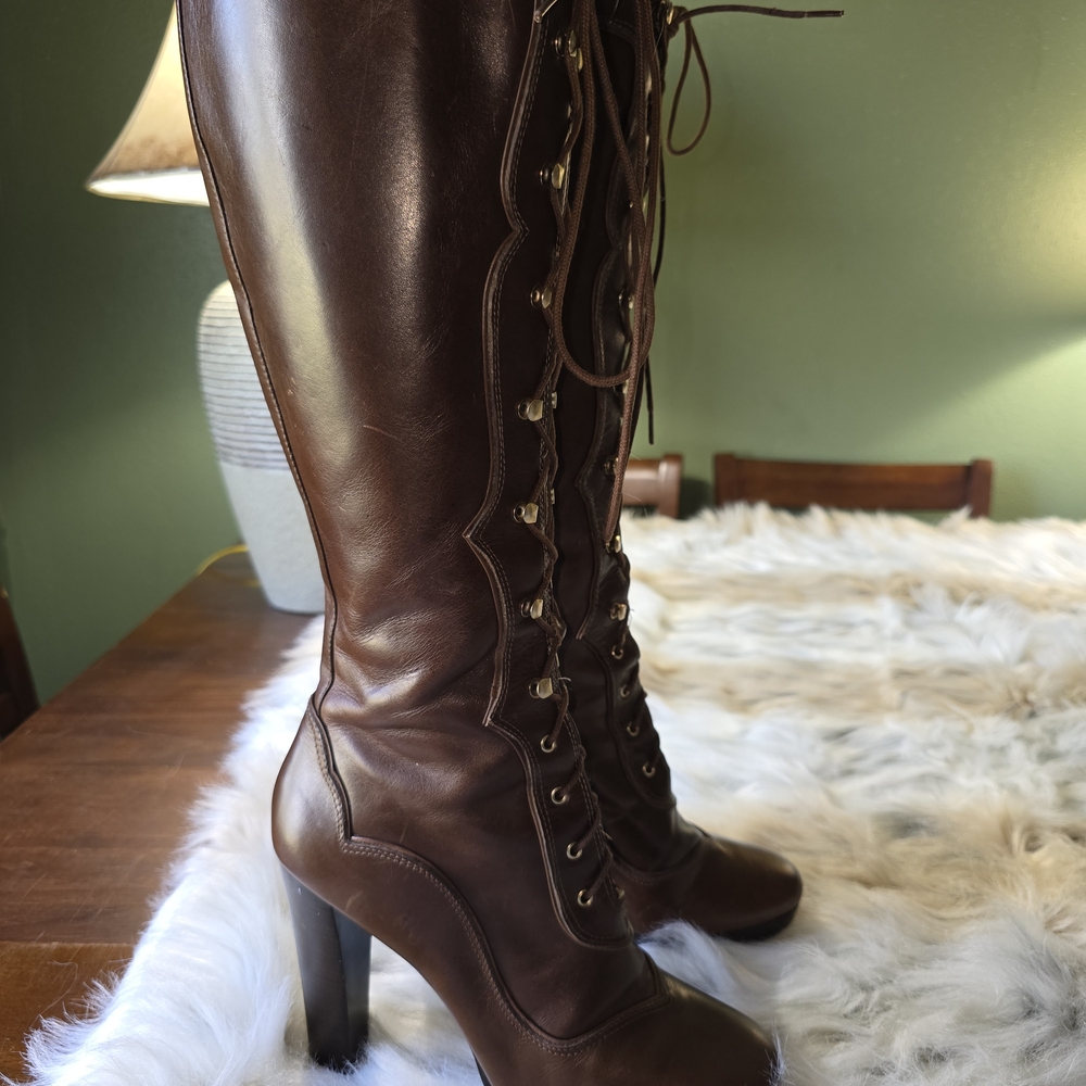 Michael Kors Roslyn 5 Inch Heel Lace Up Boots - Picture 9 of 13